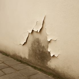 Taches sombres en bas d'un mur